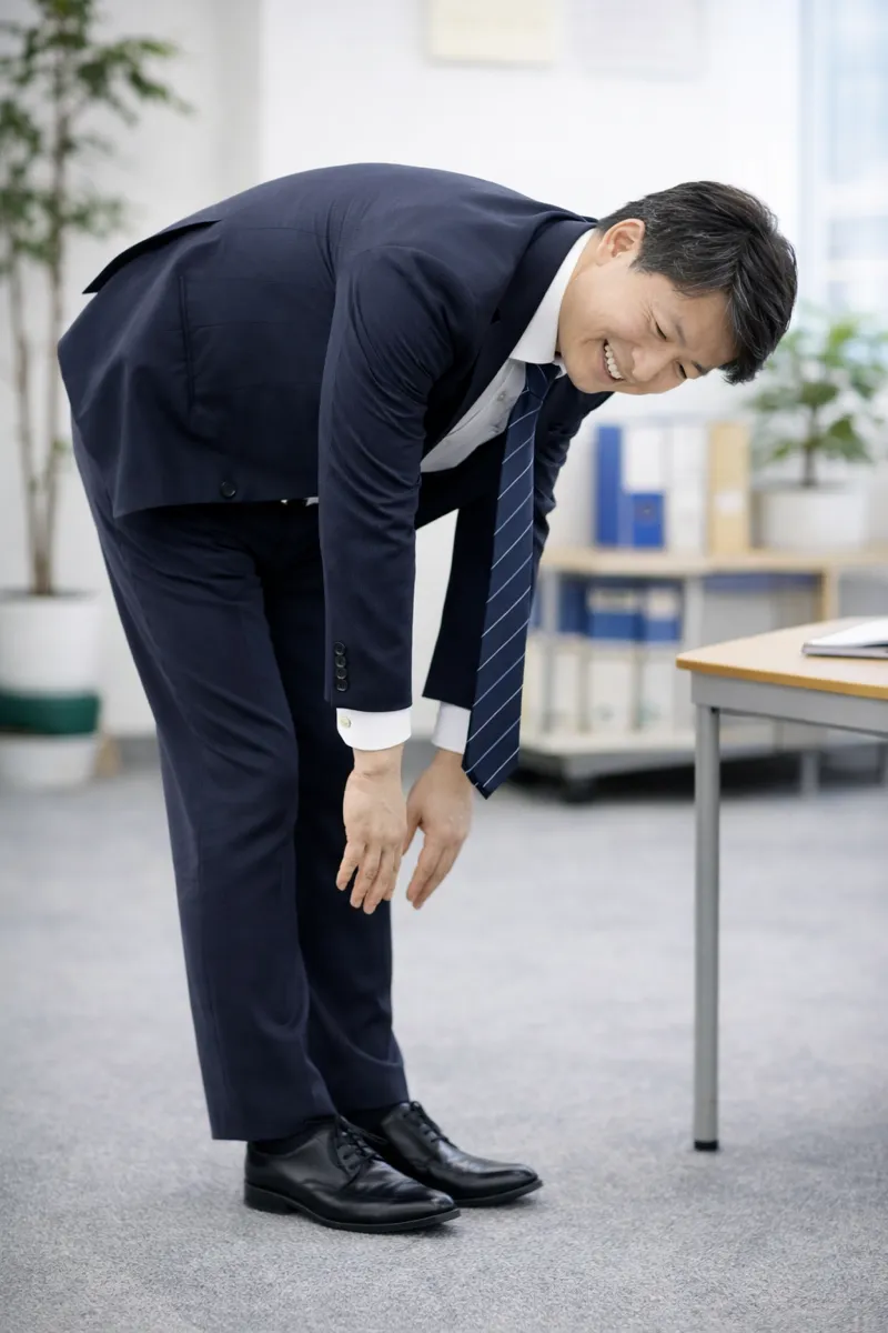 腰痛と前屈時痛の施術前の様子